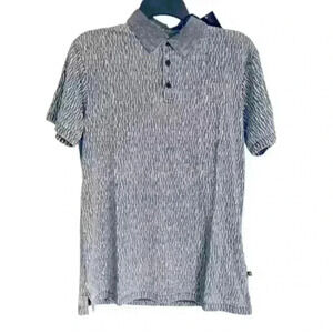 Indigo Star Mens Size Small Heather Black Geometric Short Sleeve Polo Shirt